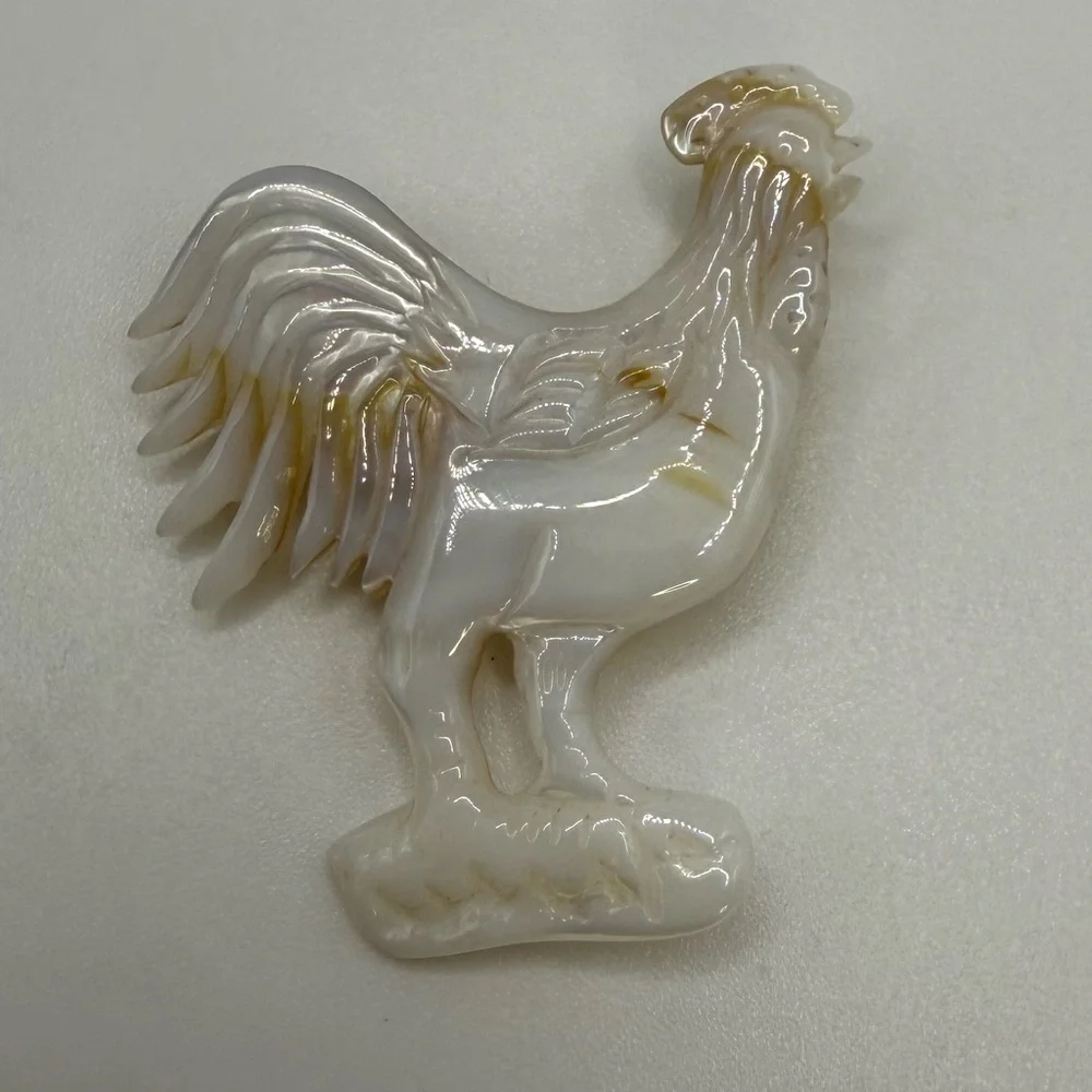 Vintage Mother of Pearl Rooster Brooch Pin